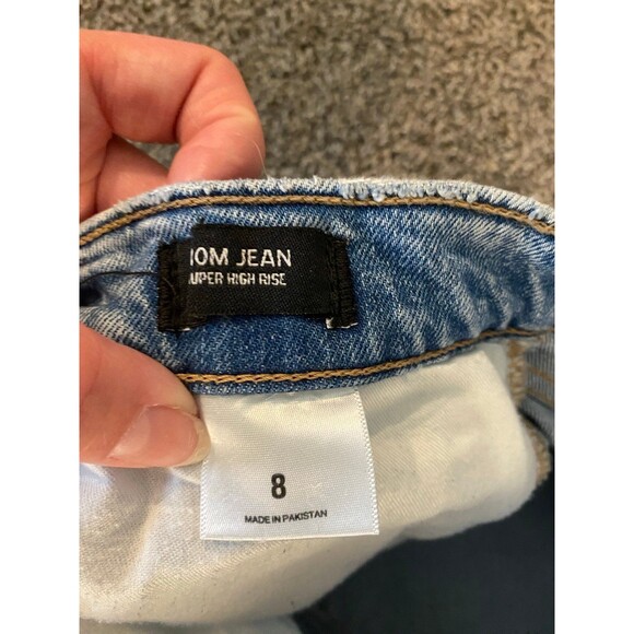 Express Mom Jeans Super High Rise Size 8 Light Wash Straight Leg - Picture 6 of 8